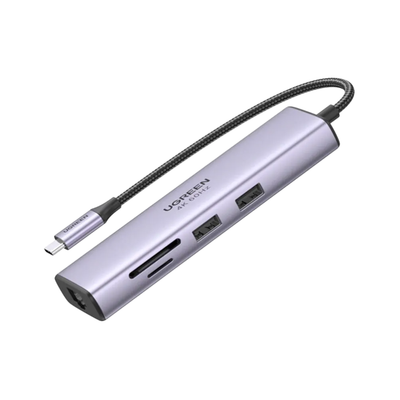 Adaptador Ugreen Revodok Usb-C 7 em 1 - Hdmi RJ45 Pd 2x Usb 3.0 Leitor Cartão - CM512 - 60515