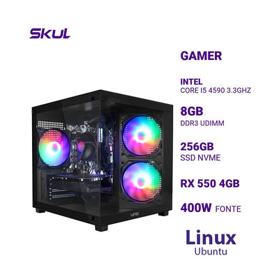 Computador Gamer Skul 5000 Intel I5-4590 3.3Ghz 8gb Ssd 256gb Nvme RX 550 4Gb Fonte 400W