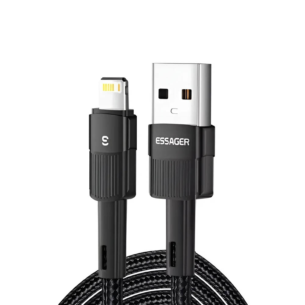 Cabo de Dados USB p/ Lightning  Essager 1.0mt Nylon Preto - EXCL-XC01