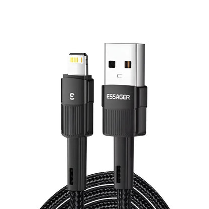 Cabo de Dados USB p/ Lightning  Essager 1.0mt Nylon Preto - EXCL-XC01