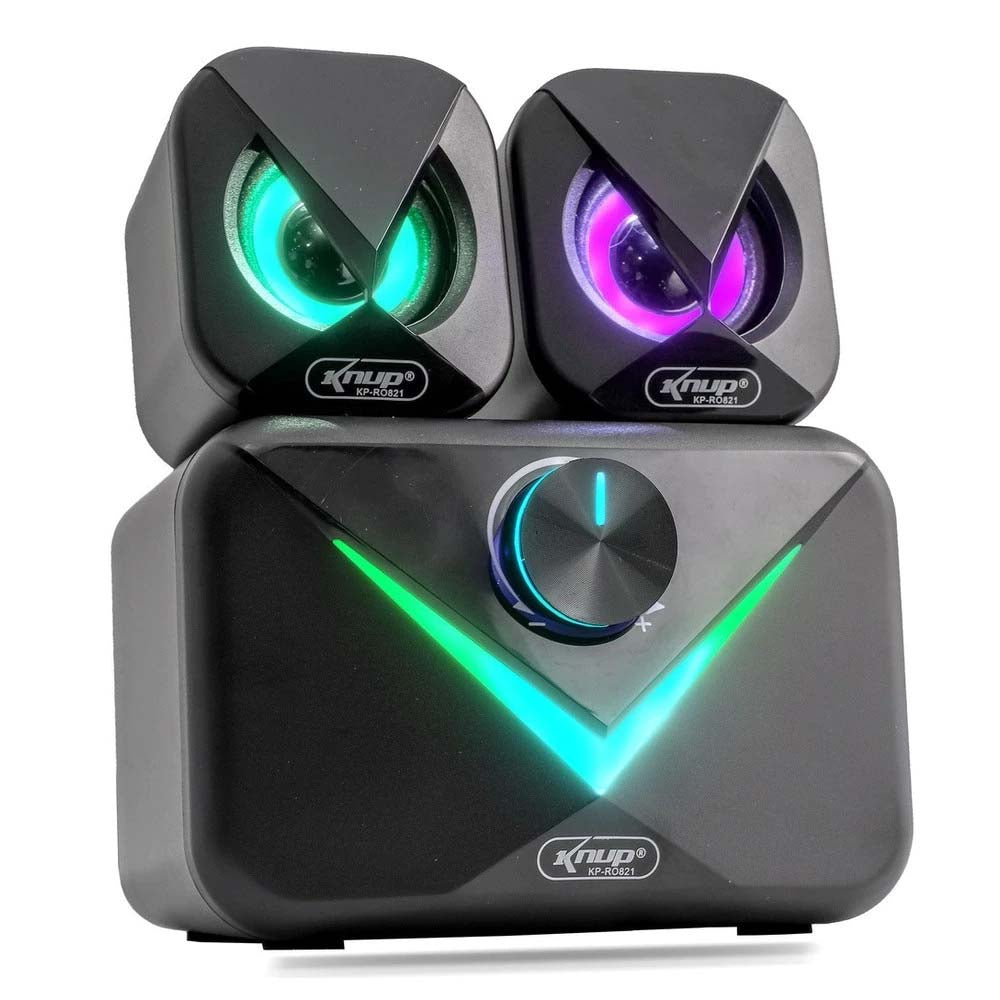 Caixa De Som Knup Horus 2.1 Multimidia 16W RMS C/ Led Usb e P2 - RO821