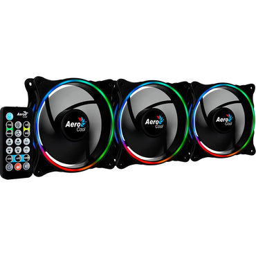 Kit 3 Coolers Fan para Gabinete Eclipse 12 Pro ARGB C/ Controladora e Controle Remoto Aerocool