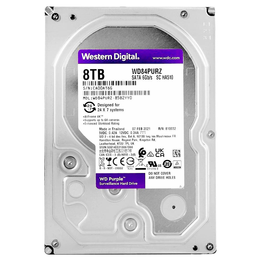 Hd Para Vigilância 8tb Western Digital Wd Purple Sata 6gb/S 128mb - WD84PURZ