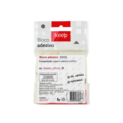 Bloco Adesivo 75x75mm Amarelo com 100 Folhas Keep - EI018