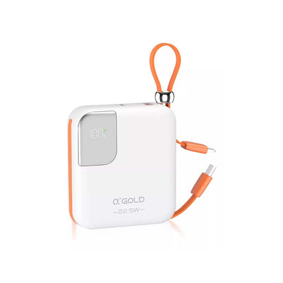 Carregador Portátil Power Bank AGold 10000Mah Turbo e PD Usb Tipo C e Lighting Branco - BTE-48A