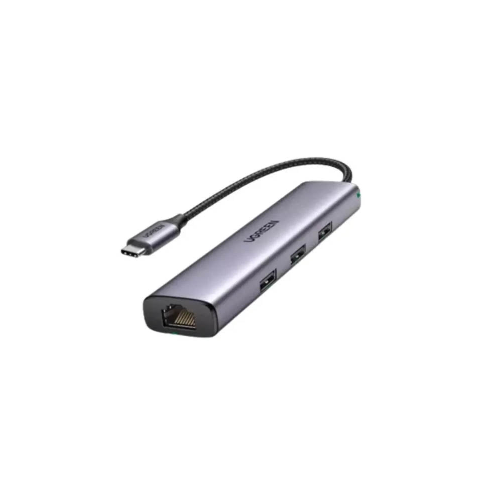 Adaptador Ugreen USB-C 3.1 para RJ45 Gigabit + USB CM475 Cinza Truedata