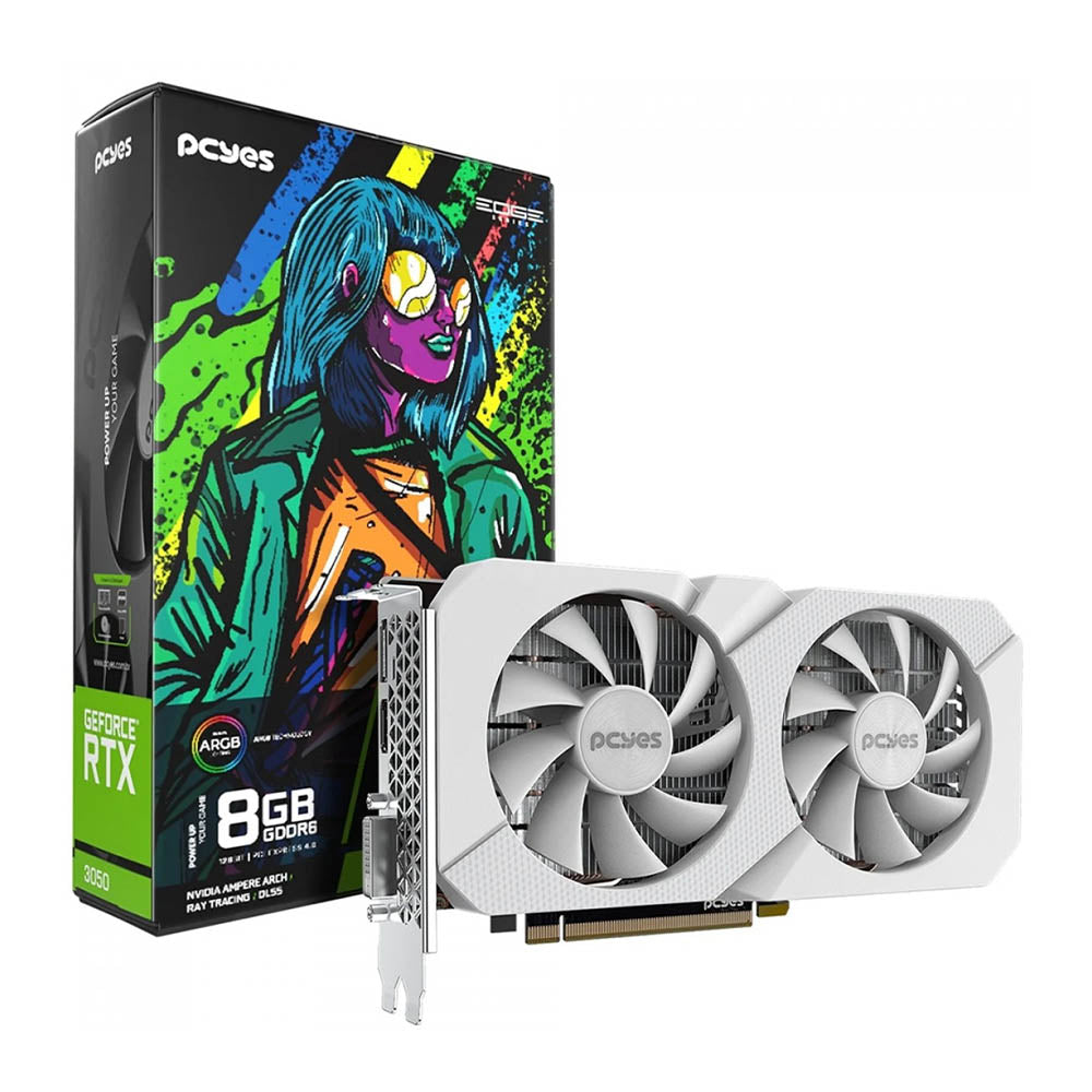 Placa De Video 8gb Rtx3050 GDDR6 PCYes Nvidia Geforce 128bit Project Edge Displayport HDMI DVI Branca - Pvrtx30508Wtpe