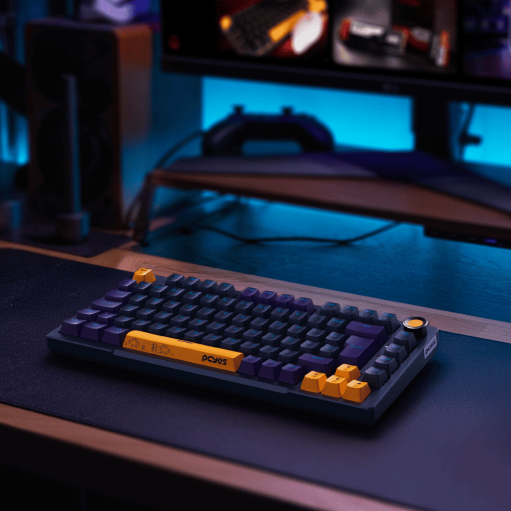 Teclado Gamer Mecanico PCYes Arkeum 75% Switch Blue Sunset Edition Azul / Amarelo - AKSS75BBR