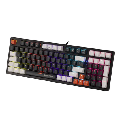 Teclado Mecanico Gamer New Hero Arkana Usb Preto/Cinza C/ Rgb Rainbow Switch Blue - 18724