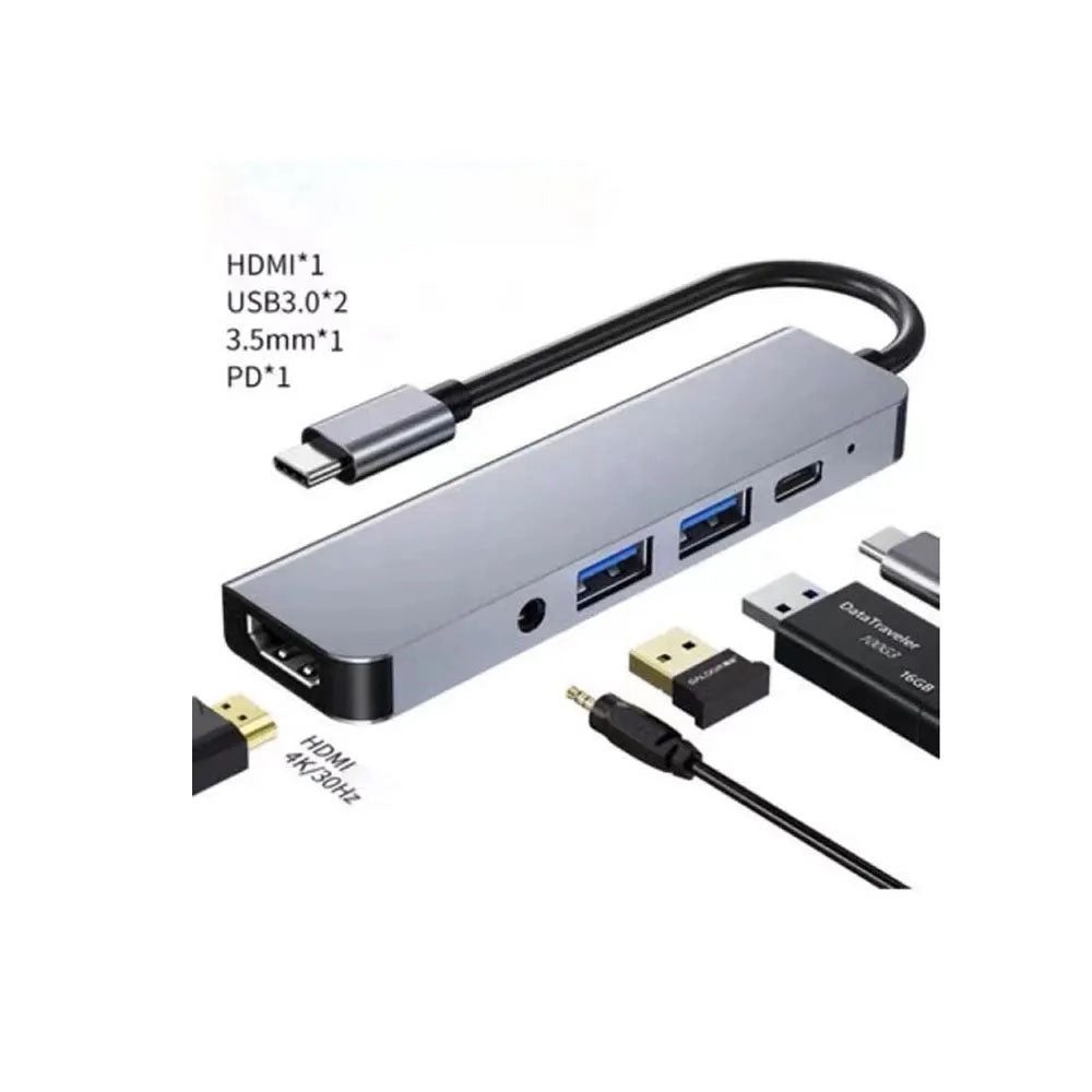 Hub USB Tipo C P/ HDMI + 2 Portas Usb + USB-C Tomate + Audio P2 - MTV-615
