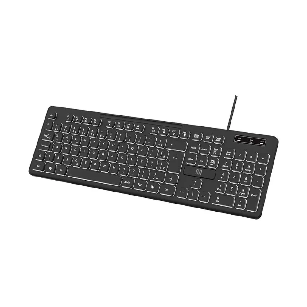 Teclado Com Fio Usb Multi Retroiluminado Led Branco Soft Silence Preto - TC268
