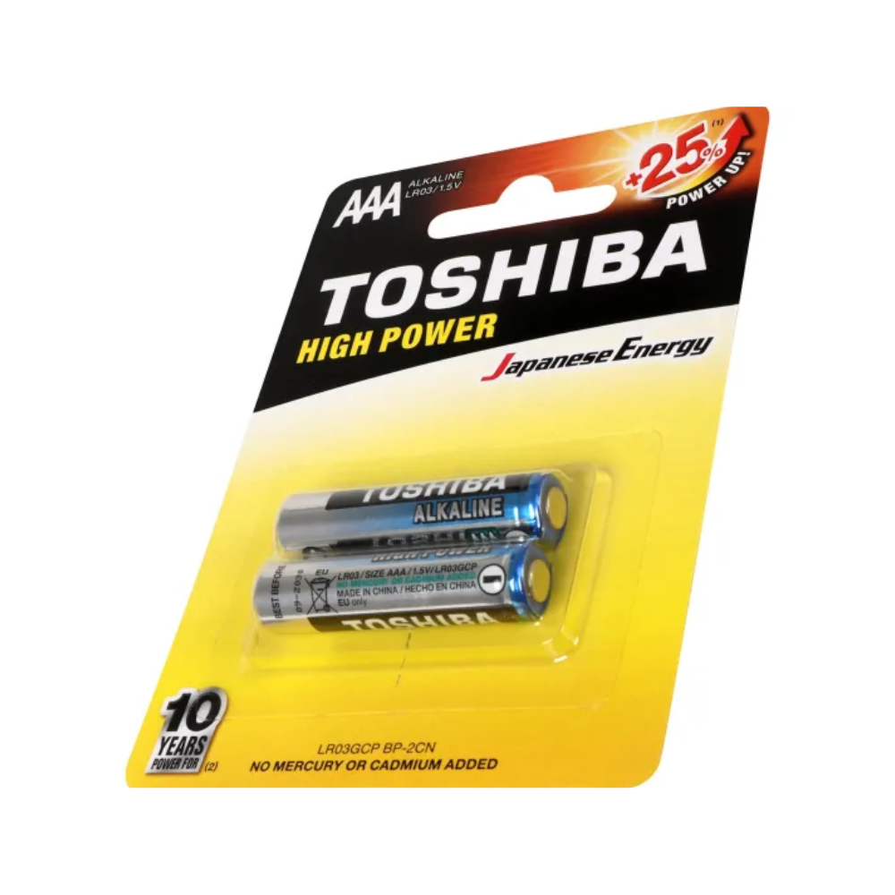 Pilha Alcalina Palito AAA 1.5V Toshiba High Power LR03GCP (Cartela C/2 Pilhas) - 72453