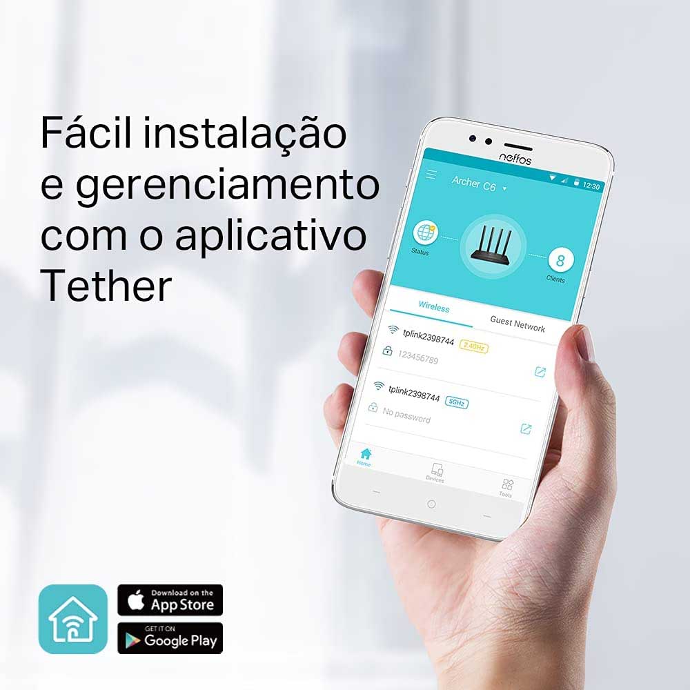Roteador Wireless  TP-Link AC1300 Dual Band Gigabit Mesh - Archer C6 Truedata