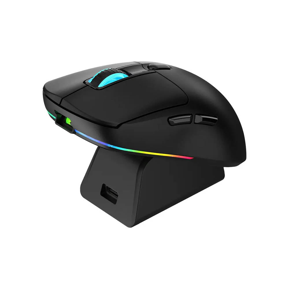 Mouse Gamer Sem Fio Recarregável C/ Base Warrior Magnus 6 Botoes 10000dpi Preto - MO421