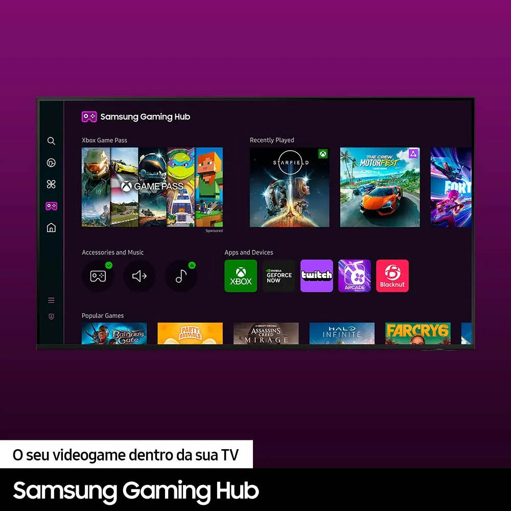 Smart TV Led Samsung Crystal 65" UHD 4K Wi-fi Bluetooth 5.2 USB HDMI Alexa Integrada - 65DU7700