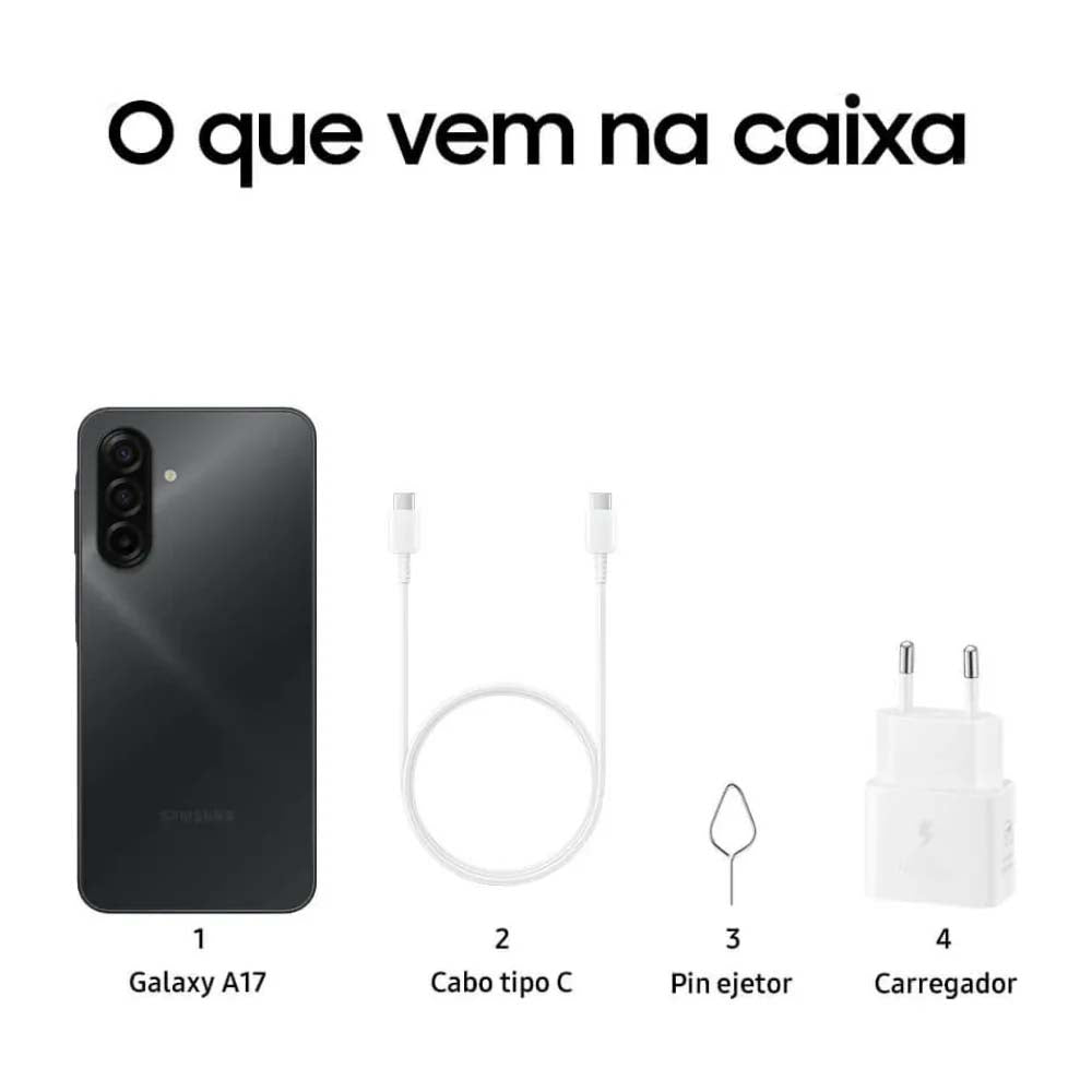 Smartphone Samsung Galaxy A17 4G 128Gb 4Gb Tela 6.7" Preto - SM-A175F/DS