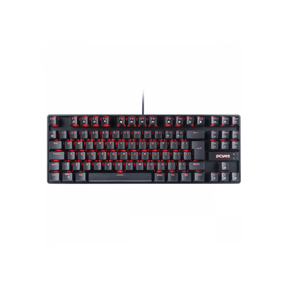 Teclado Gamer Mecanico PCYes TKL Neron Outemu Preto Led Vermelho - PNOHRDV