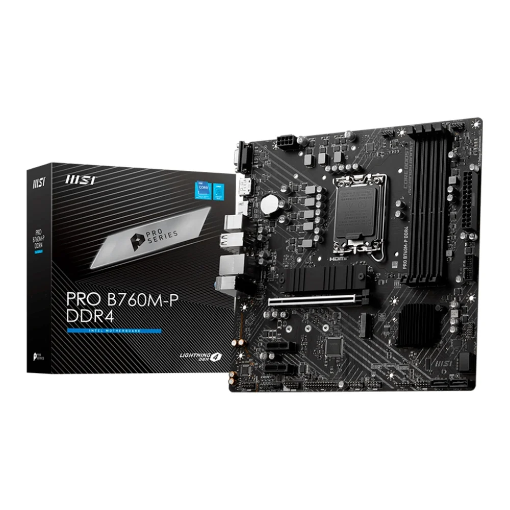 Placa Mae MSI B760-P Pro Lga 1700 Ddr4 Hdmi M.2 DP Usb-C (12a, 13a e 14a Geração) - PRO B760M-P DDR4