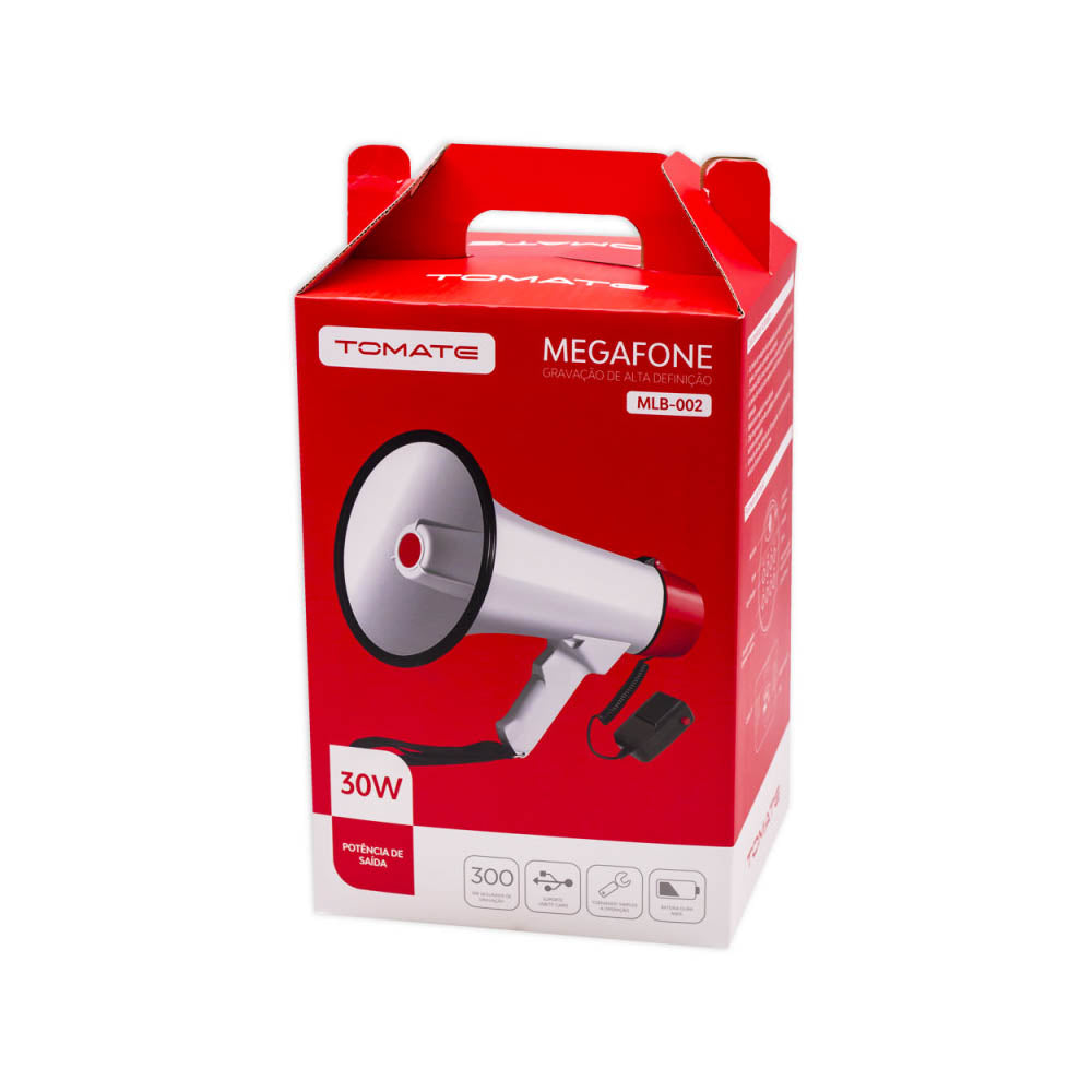 Megafone C/ Gravação de Alta Definição 30W Tomate - MLB-002