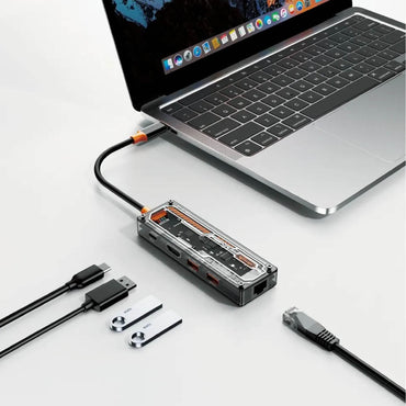Adaptador Hub USB Tipo C Knup 5 em 1 HDMI 4K 2x USB 3.0 / 2.0 PD 65W Leitor Cartão SD/TF - KP-HB508