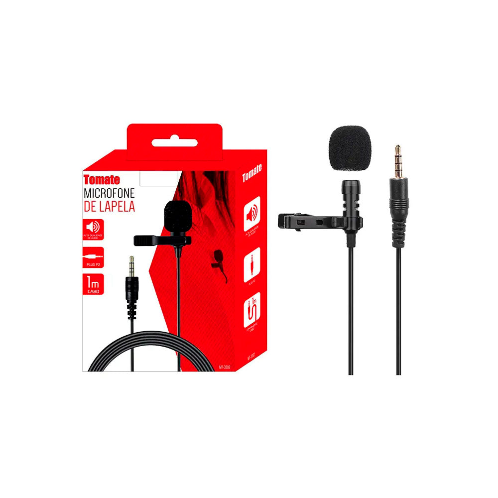 Microfone de Lapela Tomate 1,0m P2 - MT-3302