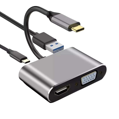 Adaptador Conversor Usb Tipo C p/ Hdmi Vga PD e Usb 4k Aoweixun