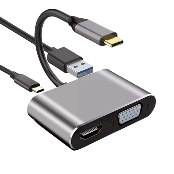 Adaptador Conversor Usb Tipo C p/ Hdmi Vga PD e Usb 4k Aoweixun
