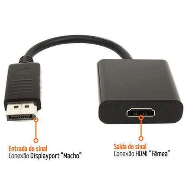 Adaptador Conversor Displayport Macho Para Hdmi Fêmea Preto