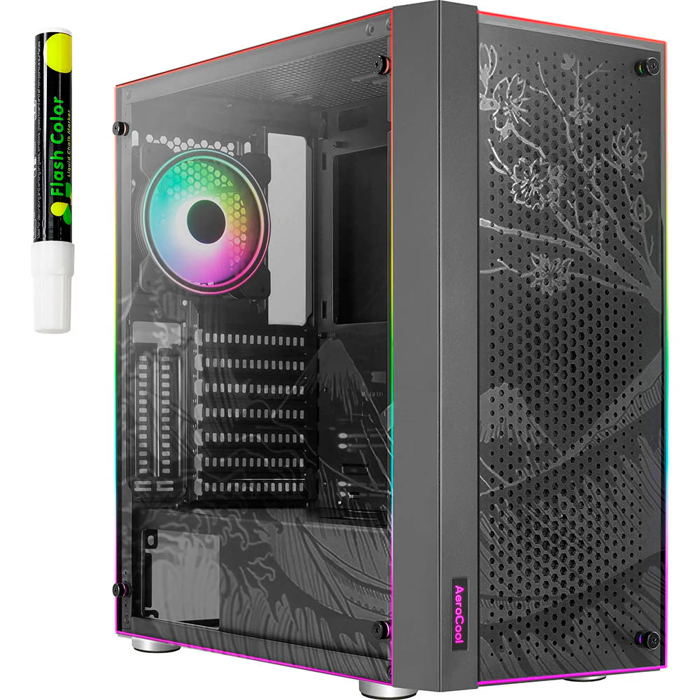 Gabinete Gamer Aerocool Skribble Mid Tower Rgb Com lateral em Vidro Temperado - Pn 78107