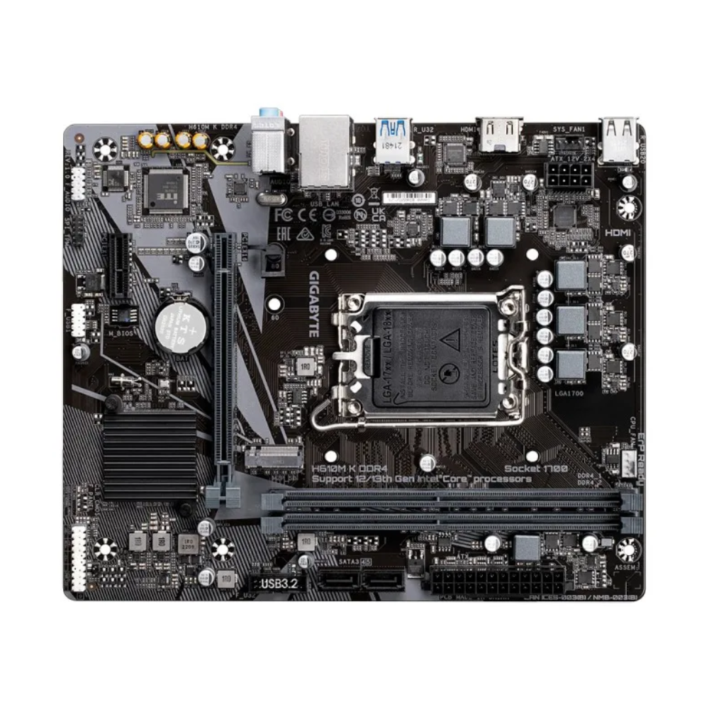 Placa Mae Gigabyte M-Atx Intel 14/13/12G H610m LGA 1700 DDR4 3200Mhz Hdmi USB 3.2 - H610M-K-DDR4