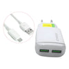 Carregador De Parede aGold C/ 2 Saídas USB + Cabo V8 3.1A - CA01-8/V8