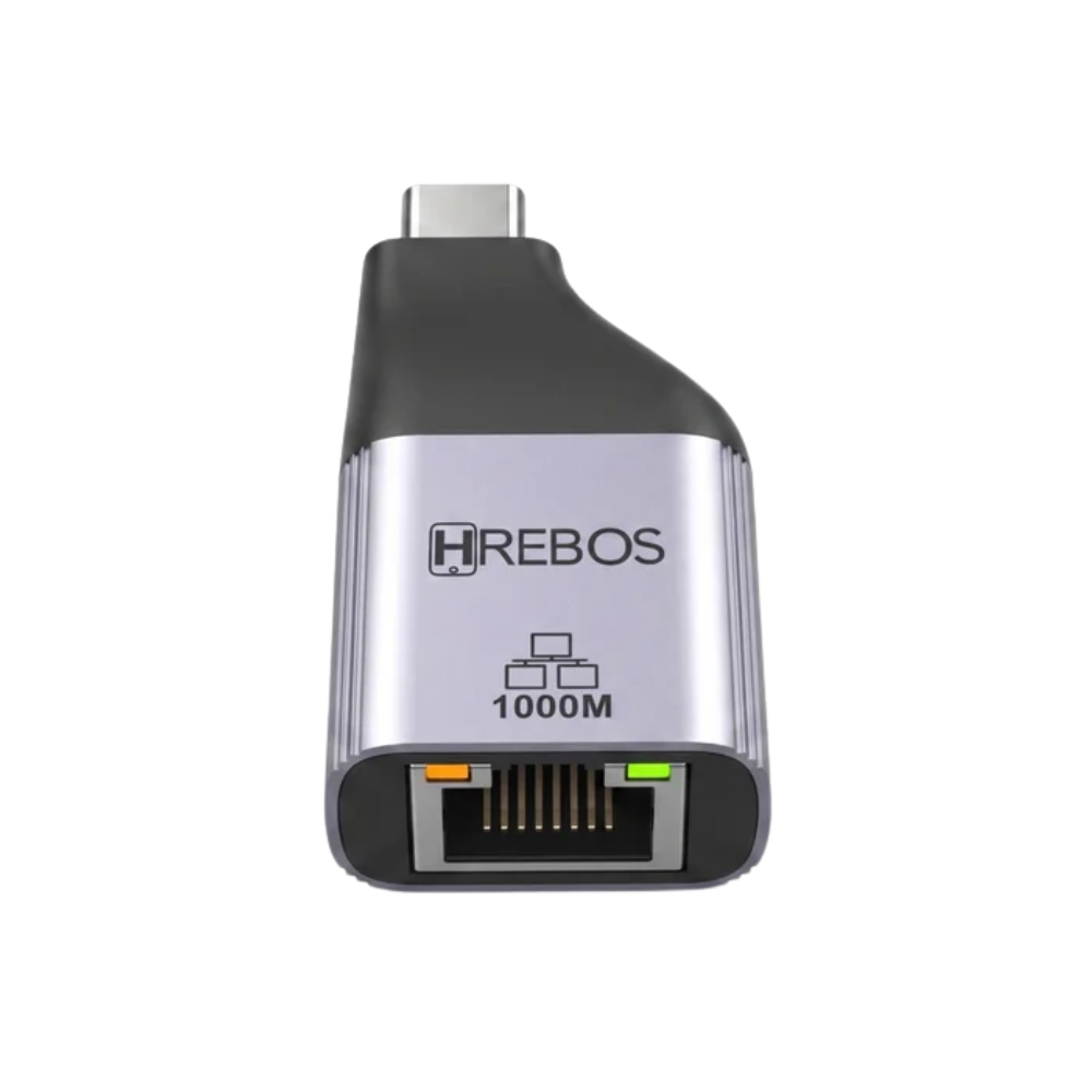 Mini Adaptador Usb Tipo C 3.1 Para Rj45 10/100/1000 (Placa De Rede Usb) Ethernet Gigabit  Hebros AD-278