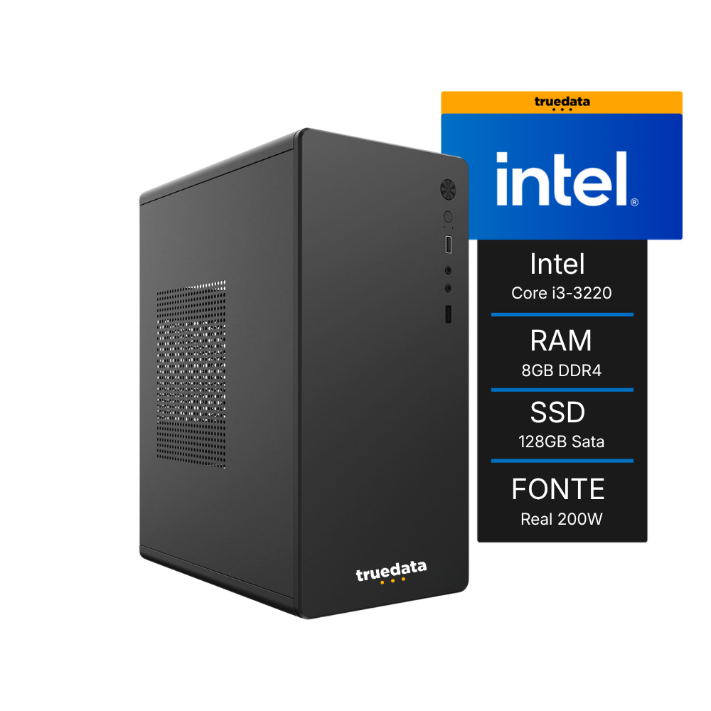 Computador Truedata Skul b300 Intel I3-3220 3.4Ghz 8gb Ssd 128gb Fonte 200w - 343631