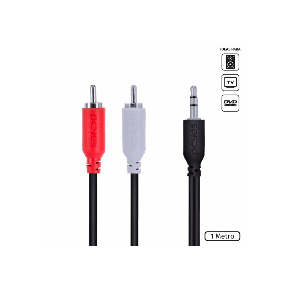 Cabo de Áudio RCA Macho Para P2 3.5mm 1m PcYes - P2R35-1