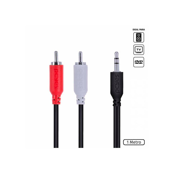Cabo de Áudio RCA Macho Para P2 3.5mm 1m PcYes - P2R35-1