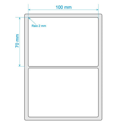 Bobina Impressora Rolo Etiqueta Bopp plástica 10 X 7 Cm / 100 X 70 Mm