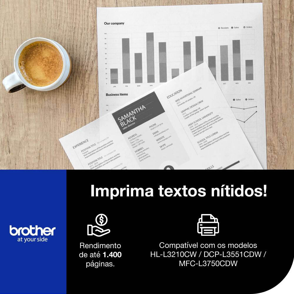 Cartucho de Toner Brother Preto TN213Bk - P/ DCP-L3551CDW HL-L3210CW