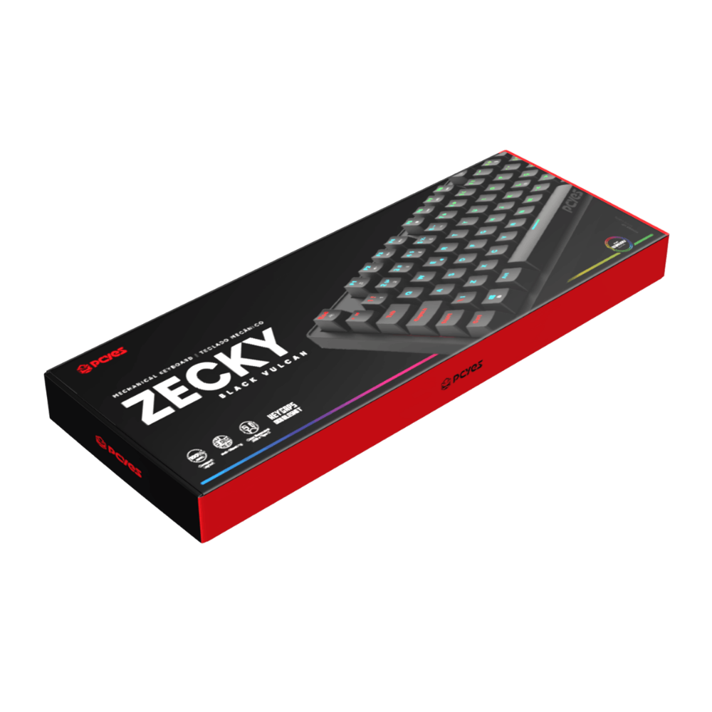 Teclado Gamer Mecanico PCYes Zecky Switch Red Led Rainbow Black Vulcan - PTZKBVRD