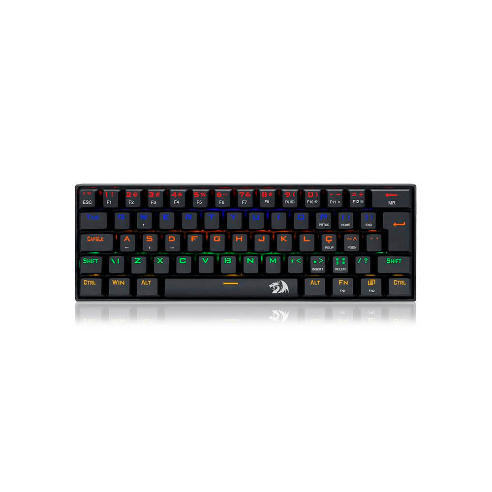 Teclado Gamer Mecânico Redragon Lakshmi Rainbow Preto Switch Preto - K606R (PT-BLACK)