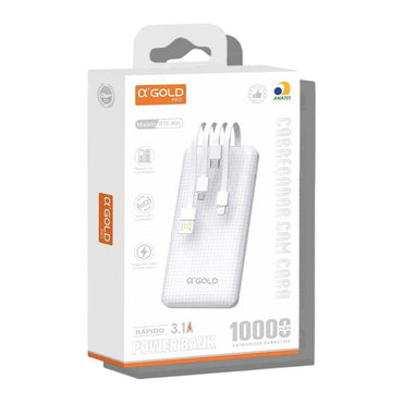 Carregador Portátil Power Bank AGold 10000Mah Multiconexões Preto - BTE-80A