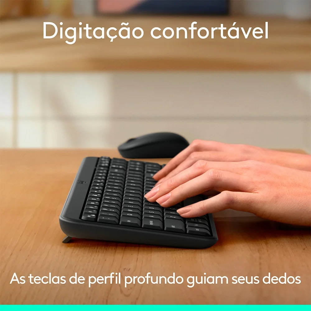 Kit Teclado E Mouse Sem Fio Bluetooth Compacto Logitech Mk250 Cinza - 920-013516