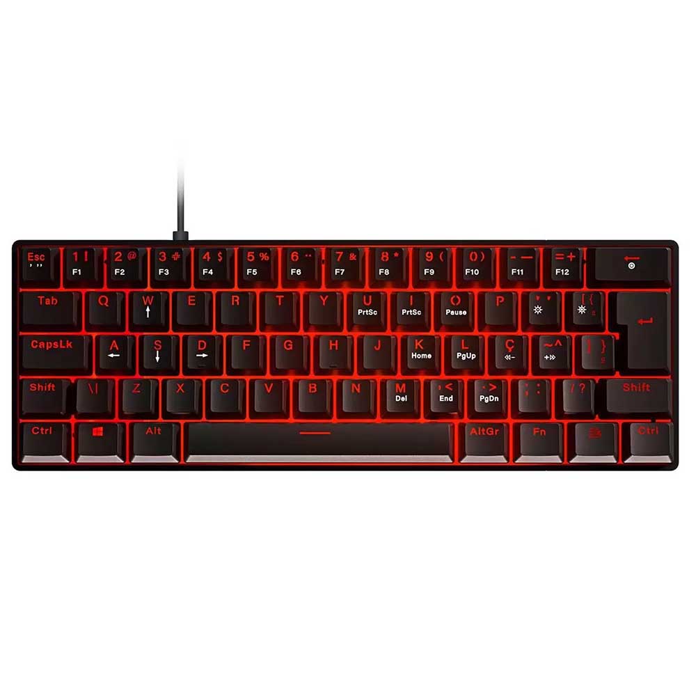 Teclado Gamer Mecanico PCYes Zot Outemu Brown Hotswap Abnt2 Led Vermelho Preto - PZOHBWV