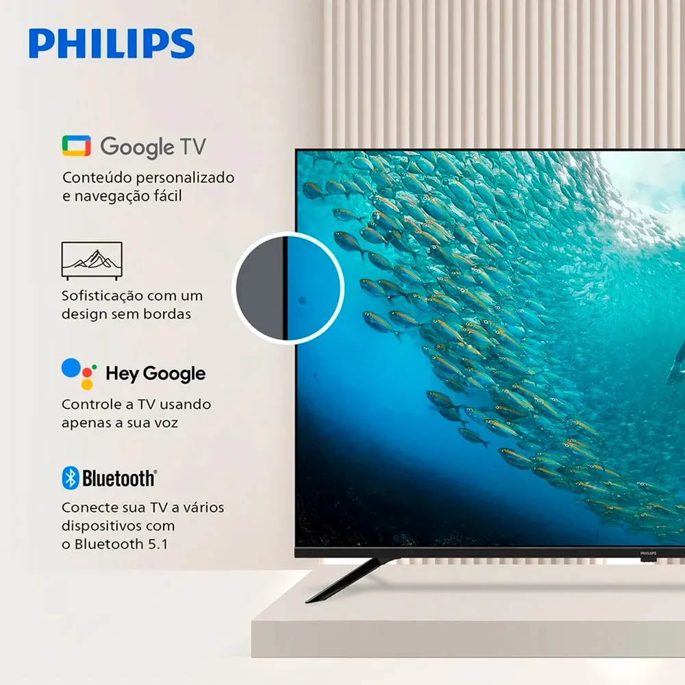 Smart TV Led Philips 65" UHD 4K Wi-fi Bluetooth USB HDMI Google TV - 65PUG7019