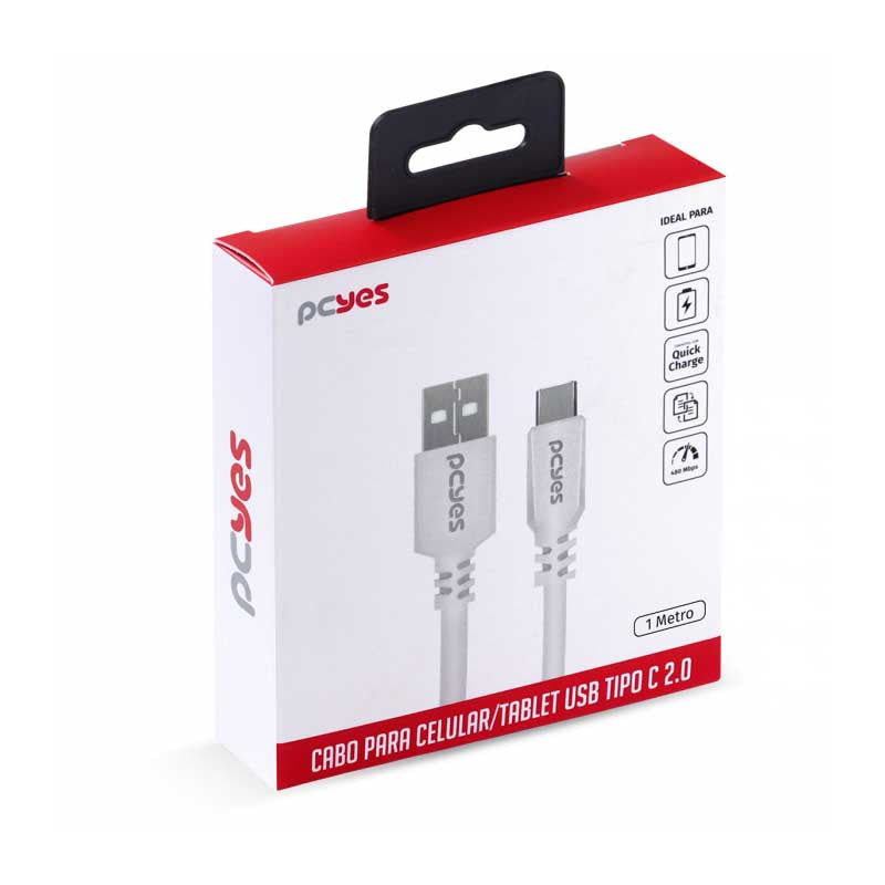 Cabo Usb Tipo C Para Celular 1mt PCYes - PUACP-01