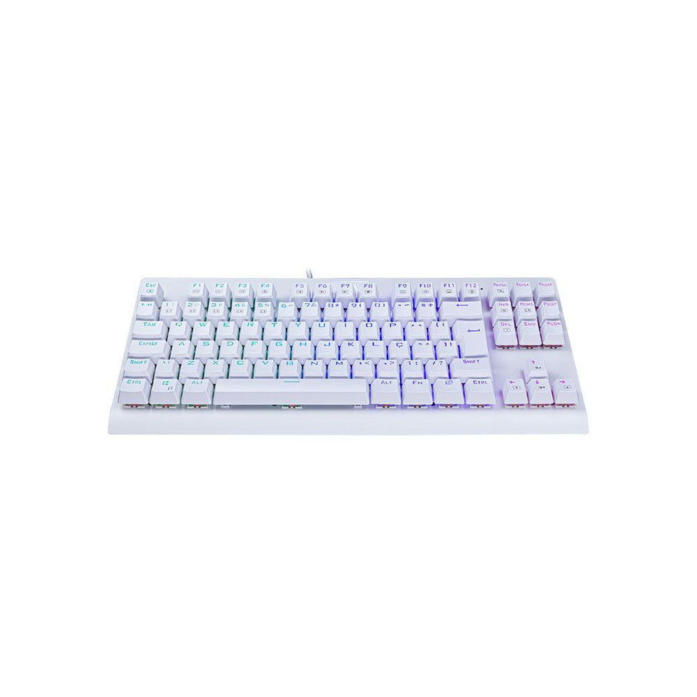 Teclado Gamer Mecânico Redragon Dark Avenger Lunar White RGB Branco - K568W-RGB - Switch Red