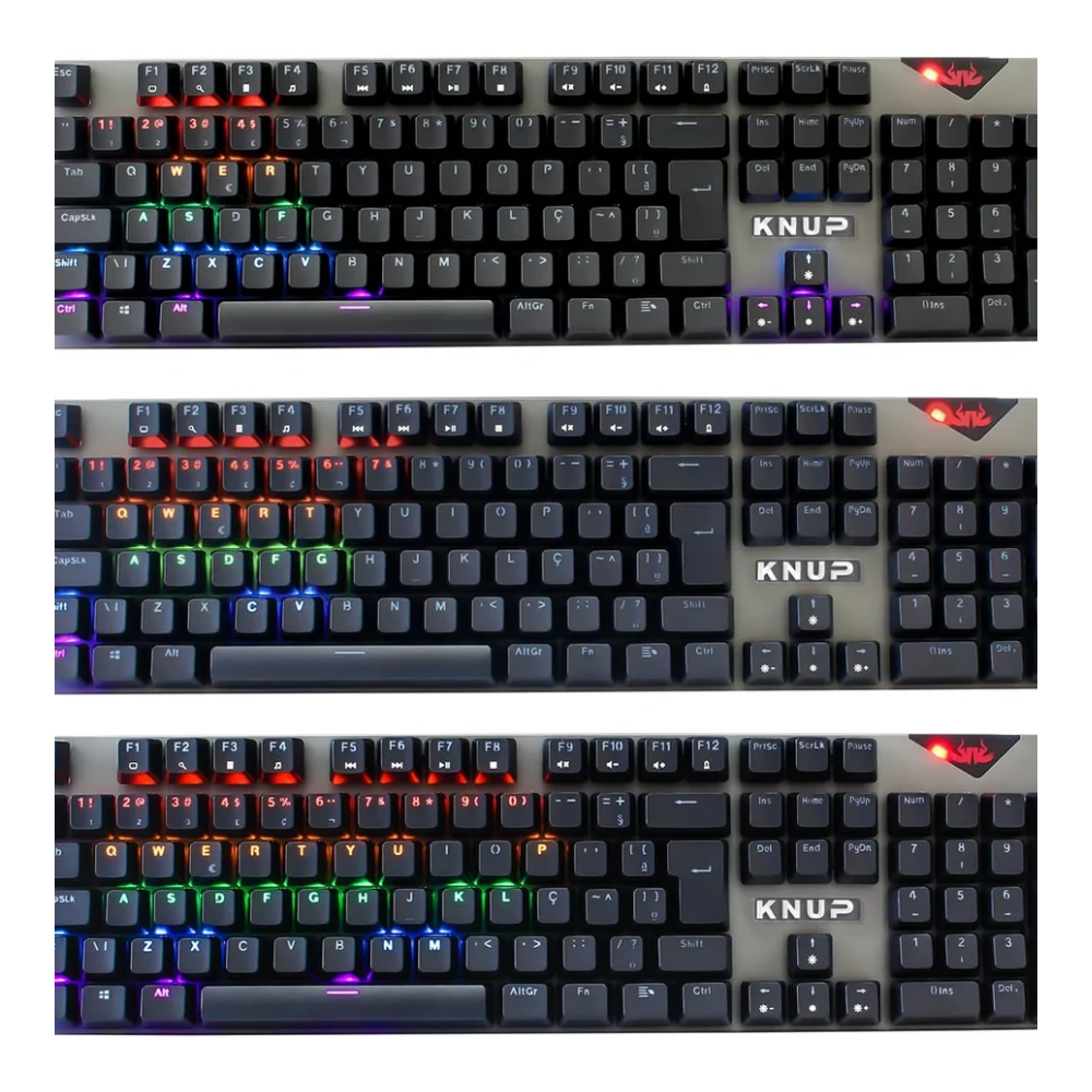 Teclado Gamer Mecanico Knup Switch Azul USB RGB ABNT2 - KP-TM010