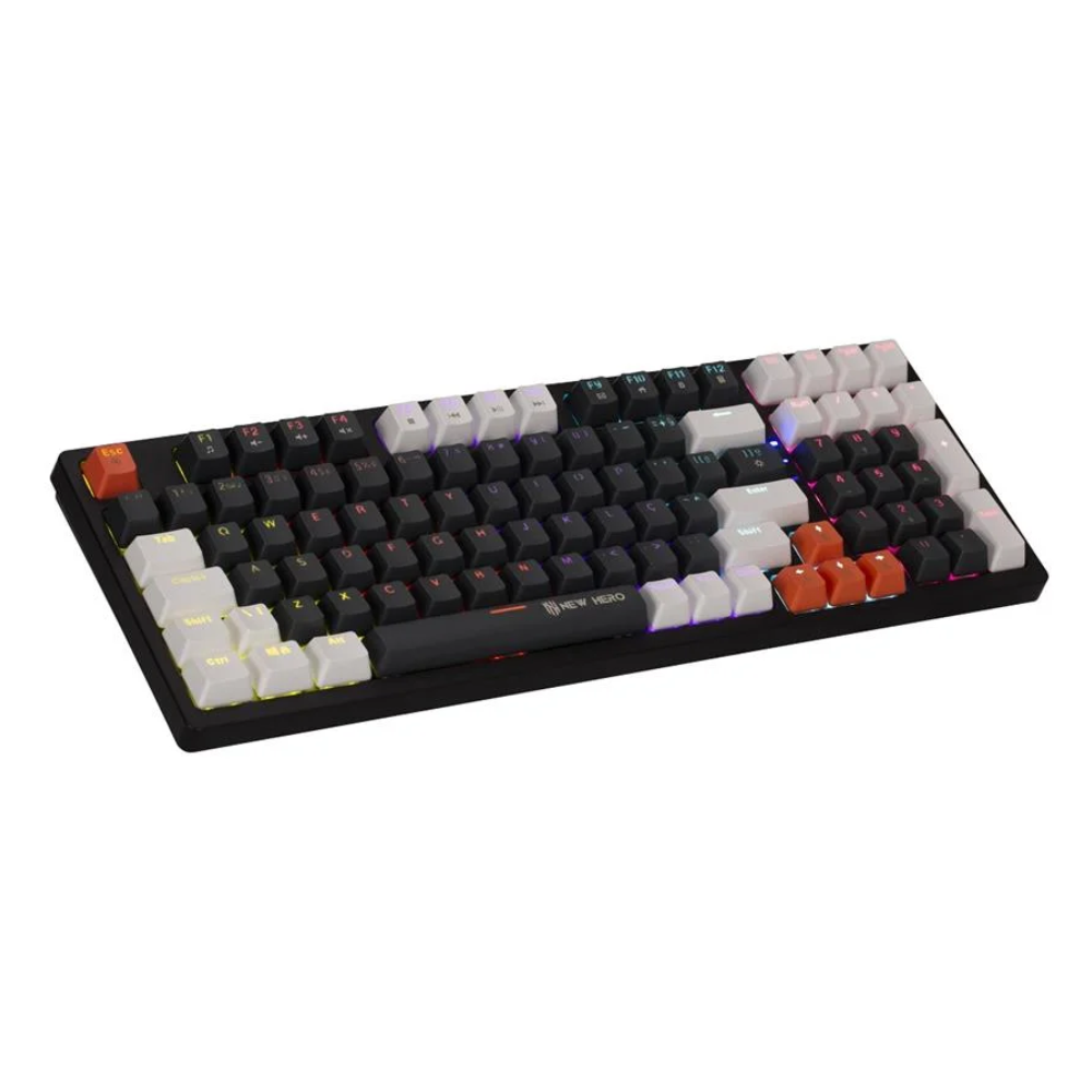 Teclado Mecanico Gamer New Hero Arkana Usb Preto/Cinza C/ Rgb Rainbow Switch Blue - 18724