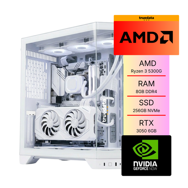Computador Gamer Truedata Amd Ryzen 3 5300G 4.0Ghz Ddr4 8gb Ssd 256Gb Nvme Rtx 3050 6Gb Fonte 500W Branco