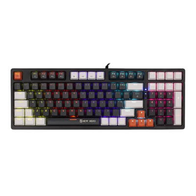 Teclado Mecanico Gamer New Hero Arkana Usb Preto/Cinza C/ Rgb Rainbow Switch Blue - 18724
