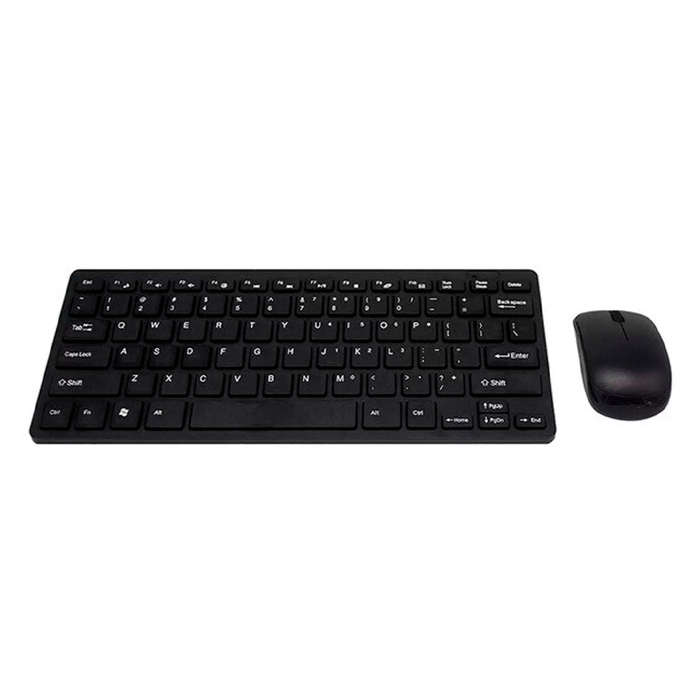 Kit Mini Teclado e Mouse Sem fio Preto USB Slim - K-03